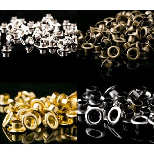 100pcs Solid Brass Eyelet with Washer 4/4.5/5/6/8/10mm Leather Craft Repair Grommet DIY Shoes Belt Cap Bag Tags Clothing