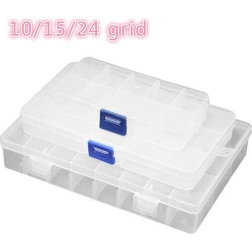 10/15/24 Grids Compartments Plastic Transparent Organizer Cover Container Storage Box for Jewelry Pill Removable of craft beads