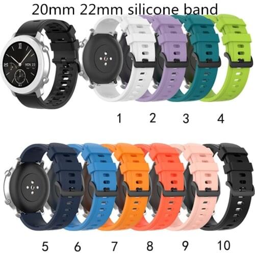20mm/22mm Silicone Watch Band For Huami Amazfit GTR 47MM Smart Wristband Sport Straps For Huami Amazfit GTS BIP lite for Samsung