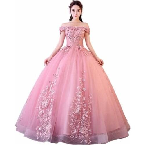 Pink Quinceanera Dresses Sweetheart Tulle With Lace Pearls Vestidos Sweet Dresses Ball Downs Prom Dresses