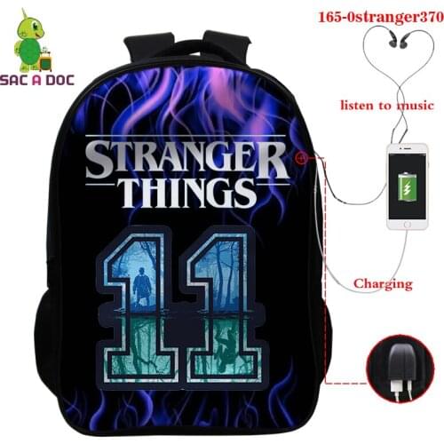 3D Stranger Things Backpack Students School Rucksack Boys Girls Cartoon Bookbag Fashion Knapsack Men Women Usb Charge Travel Bag