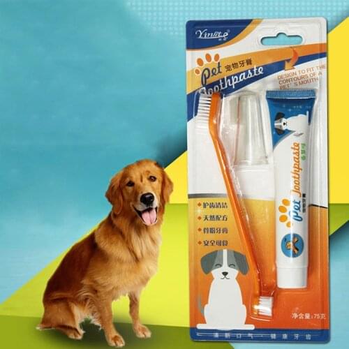 Pet toothbrush Set Healthy Edible Toothpaste Dog Cats Mouth Oral Teeth Cleaning Care Supplies Vanilla Beef Taste Pet Accessories