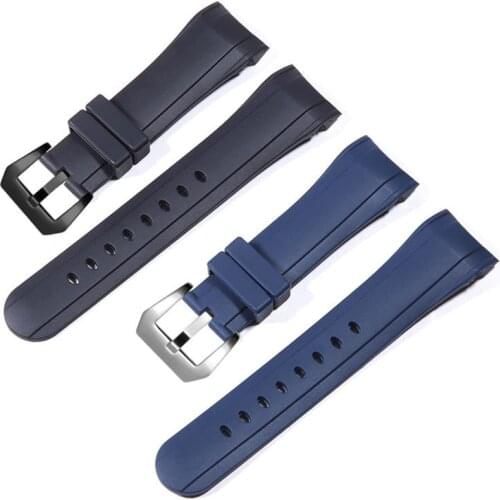 Luxury Blue Black 24mm Silicone watchband For Graham strap Racing Bent Watch band Rubber Bracelet with stainless steel buckle