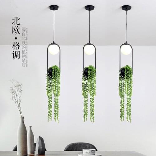 Nordic plant chandelier iron art individuality flowerpot corridor restaurant balcony sky garden led Chandelier