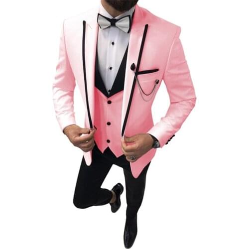 2020 Customize 3 Pieces Peak Lapel Groom Tuxedos Yellow Formal Men Wedding Suits Prom Best Man Blazer (Jacket+Pants+Vest)