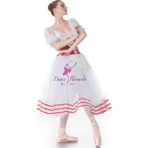 Dance Favourite New Long Pre-professional Ballet Tutu New Ballerina Red Velvet Bodicec Ballet Tutu Ballerina dance Costume
