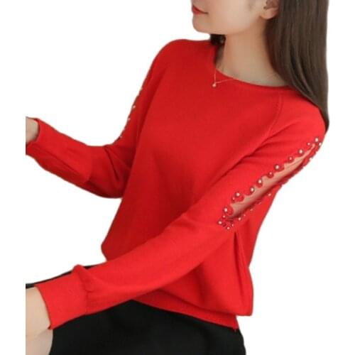 Women Sweaters And Pullovers Ohclothing 2021 Autumn Winter Sweater Hedging All-match Loose Sweaters Female Beading Shirt Solid