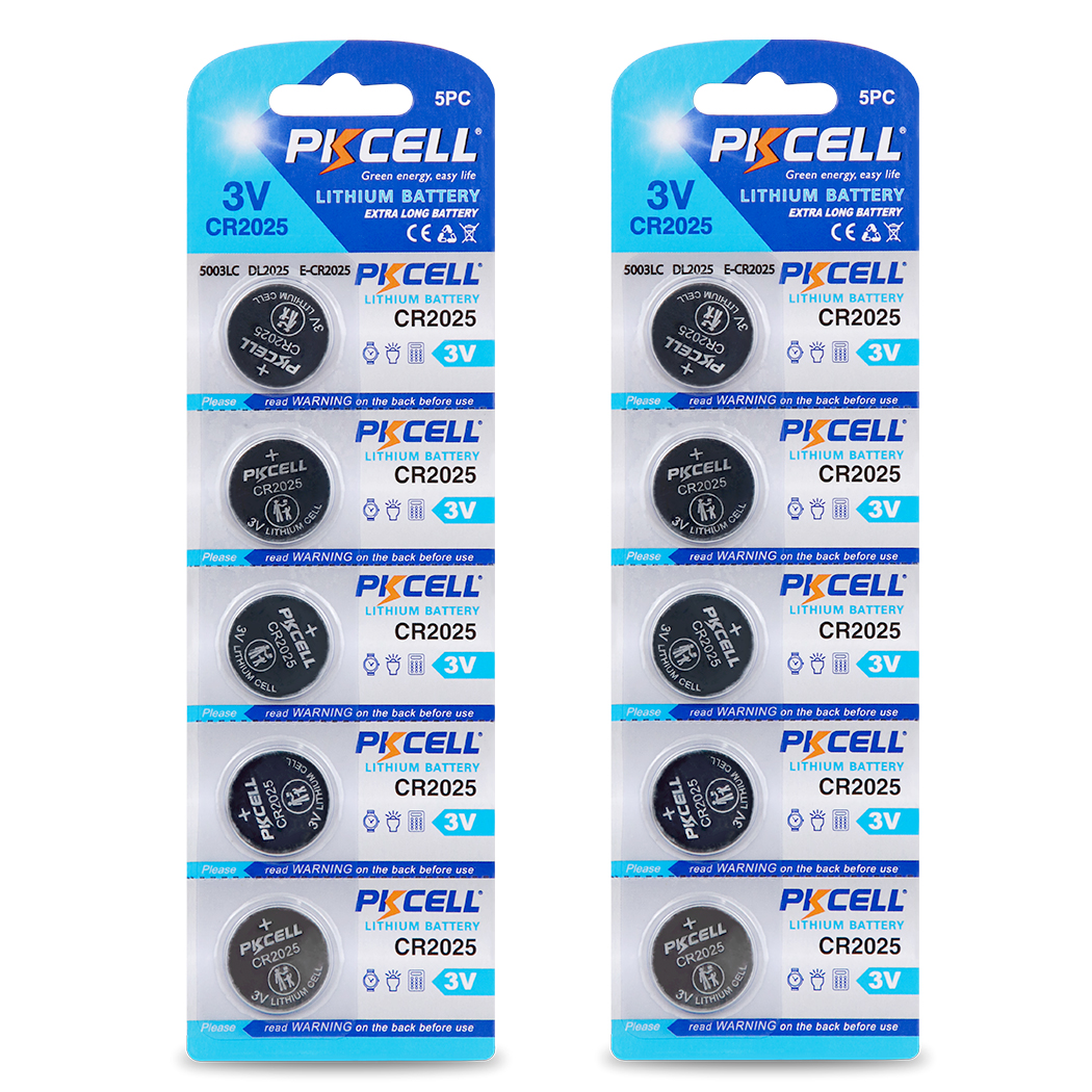 10Pcs/2Card PKCELL Battery 3V CR 2025 Lithium Battery ECR2025 DL2025 BR2025 KL2025 L2025 2025 Button Coin Cell Batteries