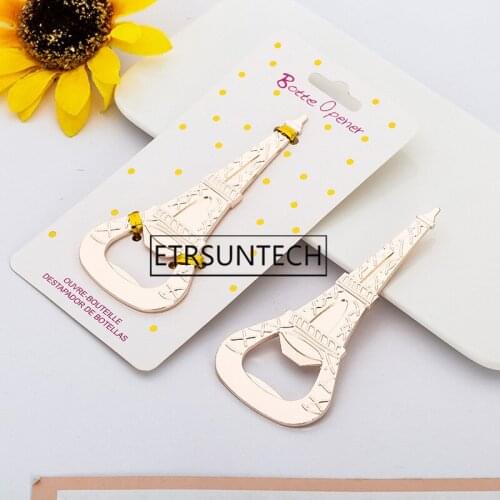 100pcs Romantic Wedding Souvenirs Gold Paris Tower Bottle Opener Metal Beer Bottle Opener Novelty Party Gifts Favor
