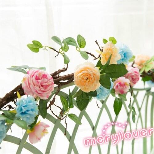 180cm Artificial Flower Home Decoration Wedding Flower Fake Silk Rose Artificial Flower String Home Party Festival Rattan Flower