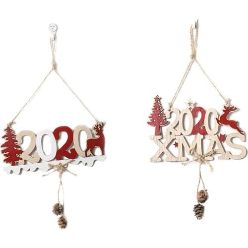 3D Christmas English Alphabet 2020XMAS Wooden Creative Pendants Ornaments DIY Xmas Tree Ornament Kids Gift Home Party