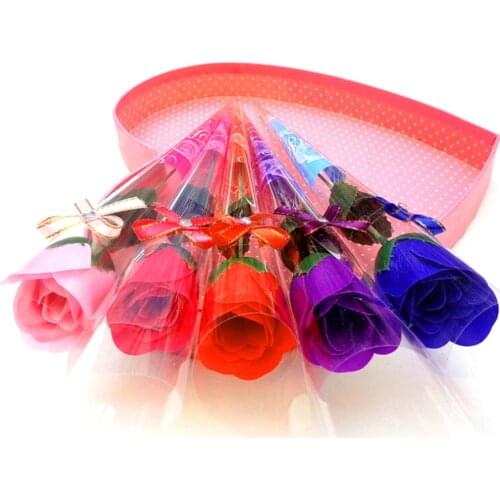 5pcs/Set Rose Soap Flower Scented Bath Soap Petal with Gift Box For Mothers Day Wedding Valentines Day Teachers Day Gift