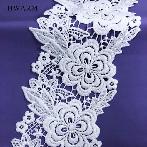 5yard High Quality White Sewing Trim African Arts Craft Lace Fabric Ribbon Flowers With Leaves 12cm Wedding Dress Accessories