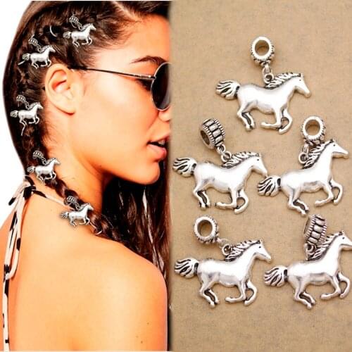 5x Horse Pony Rasta Mambo Bead Dreadlocks Dread Loc Jewelry Braid Hair Dress Clip Pins For Women Anime Wedding Accessories