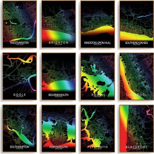 England City Map 5D DIY Diamond Painting Cross Stitch Full Square Round Drill United Kingdom Abstract Scenery Embroidery Art