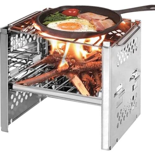 BBQ Stove Heating Boli Stove Foldable Camping Cooking Stove Portable 304 Stainless Steel Multi-purpose Fuel Stove