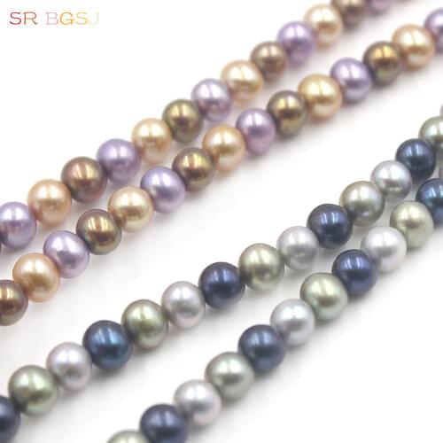 Free Shipping 6-7mm AAA Grade Natural Round Freshwater Loose Pearl Jewelry Beads Strand 15