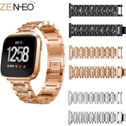 Bling Diamond watch Band For Fitbit Versa 2 Stainless Steel Strap women Wrist Bracelet for fitbit lite/verse 2 Band Accessories
