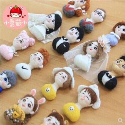 Human image brooch wool needlepoint kit wool felt needle felting keychain craft needlecraft DIY handmade