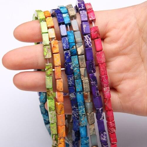 Natural Stone Beads Emperor Shoushan Stone Rectangle for Jewelry Making DIY Bracelet Necklace Accessories Size 4x4x10mm