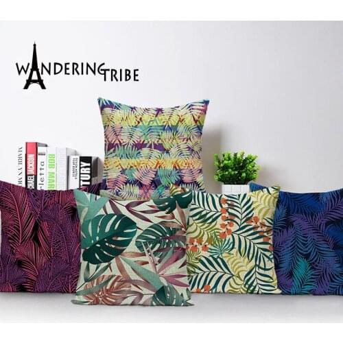 Tropical Plant Print Decorative Pillow Case Green Leaves Flower Cushion Cover Custom Spring Pillow Covers Decor Bed Couch Cases