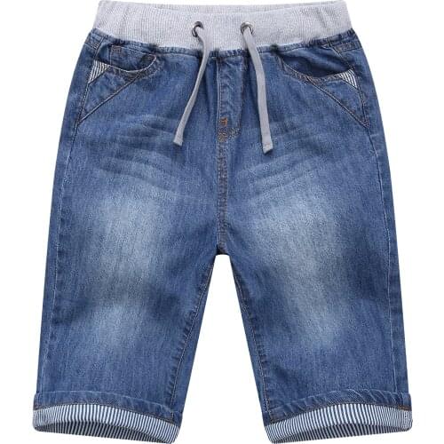 Childrens Denim Shorts Summer Fashion Brand Design Striped Kids Jean Short Pants For Teen Boys 2-14 Years FM001