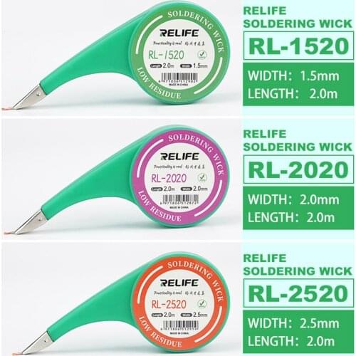 RELIFE Desoldering Wicks Pumps Dispenser Pack with Stainless Steel Mouth for Soldering Solder Remover Desoldering Tool 2m Length