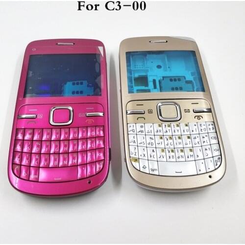 Good quality Full Housing For Nokia C3 C3-00 Back Case Battery Cover Front+Middle Frame Keypad C3-00 Replacement Part