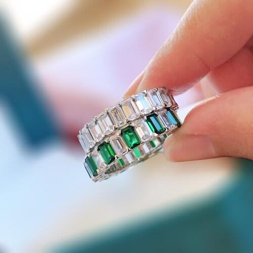 Fashion Emerald Cut 925 Sterling Silver Eternal Band Wedding Anniversary SONA Diamond Ring 2020 Hot Products