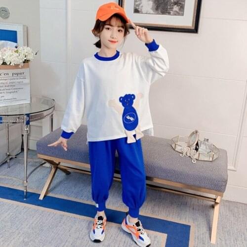 Girls Suits Sweatshirts +Pant Sets 2021 Vintage Spring Autumn High Quality Formal Party Outfits Sport Teenagers Kids Cotton Trac