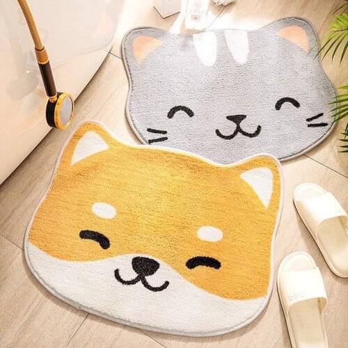 Japanese Style Animal Shaped Flocking Cartoon Floor Bath Mat Household Toilet Entrance Door Water-Absorbing Non-Slip Carpet Rug