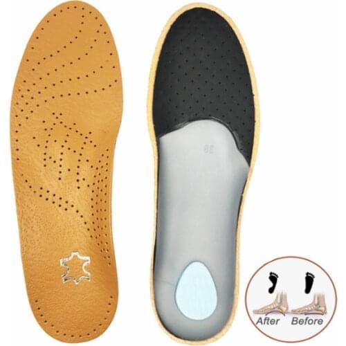 Leather Orthotic Shoe Insole Flat Foot Arch Support Orthotic Sole Insoles For Men Women