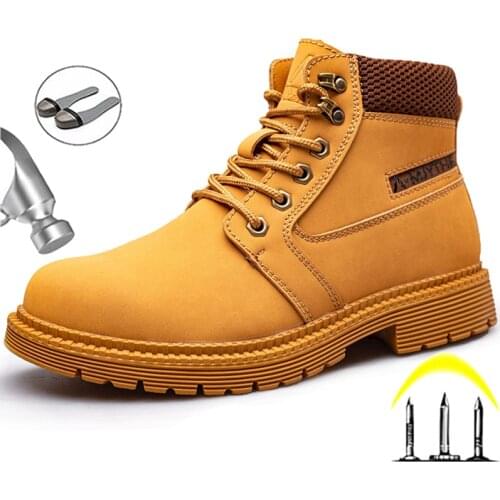 Leather Work Safety Boots For Martin Boots Men Steel Toe Cap Safety Shoes Men Anti-Puncture Work Shoes Leather Boots Footwear