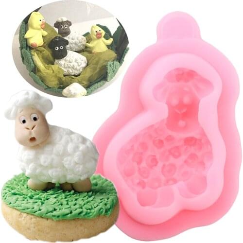 Cute Lamb Silicone Molds DIY Baby Party Cupcake Topper Mold Chocolate Candy Polymer Clay Moulds Fondant Cake Decorating Tools