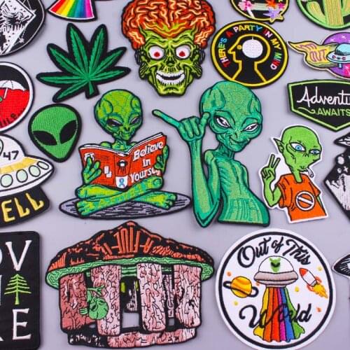 Prajna UFO Patch Iron On Patches On Clothes Willdness/Space Embroidered Patches For Clothing Alien Patch For Clothes Jackets
