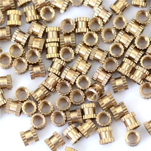 200pcs New Brass Thread Insert Nut M3*4*4 MM Copper Inserts Injection Nut Embedded Parts Copper Knurl Nut Wholesale