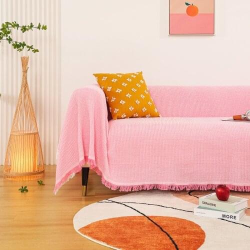 Home Hotel Pure Cotton Bedding Office Sofa Knitted Cover Blanket With Tassel Tapestry For Bed Airplane Travel Decor Blankets
