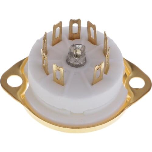 Gold Plated 1PC Ceramic 9pin PCB Mounting Tube Socket for 12AX7,12AT7,12AU7,ECC83,ECC82,E88CC 6922