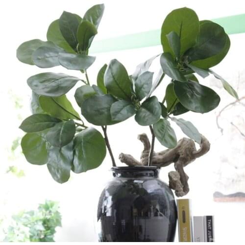 Real Touch Large Ficus lyrata tree branches artificial fall leaves Christmas decoration fake flower plants artificiais leaf