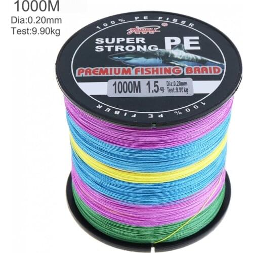 1000m Multicolor High Quality Durable Super Strong Fishing Lines 4 Strands Weaves PE Braided Fishing Rope Multifilament