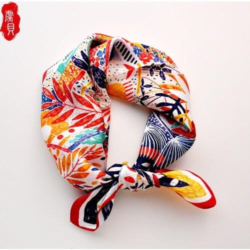 Colourful natural silk scarf printed for women 100% real silk 50cm small square neck scarves shawl luxury gift for ladies girl
