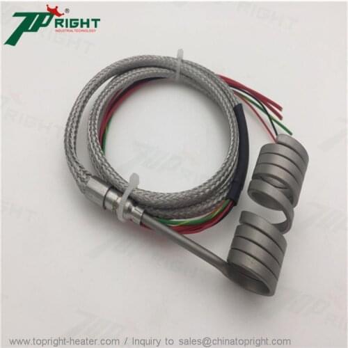 ID16x80mm 220v 450w Spiral coil heater with K type thermocouple