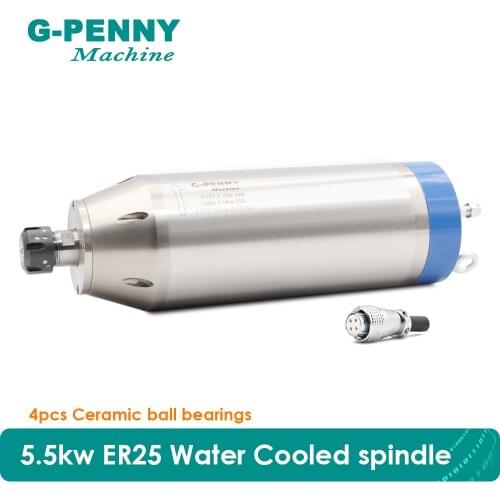 CNC Wood Stone working 5.5KW 380V 220V Water Cooled Spindle motor ER25 Water Cooled Coolant 125mm motor 4pcs Ceramic Bearings