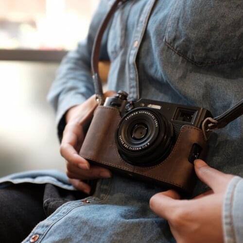 Fuji X100V camera bag leather cover half set base leather bag vintage leather cover