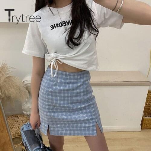 Trytree 2020 Summer Women Casual T-shirt O-neck Loose Drawstring Bandage White Fashion Elegant All-Purpose Style T-shirt Tops