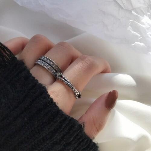 925 Sterling Silver Twisted Ring For Women Letter Initial Punk Gothic Luxury Adjustable Ring Set Stackable Designer Jewelry