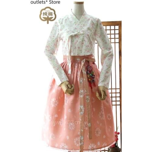 Women Hanbok Dress Custom Made Korean Traditional Hanbok High Waist Lace Hanbok 2020