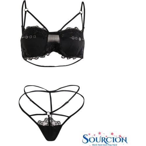 SWT Women Sexy Lingerie Hollow Out Bra Nightwear Exotic Sets G-String Garter Belt Set Floral Exotic Sexy Costumes for Sex