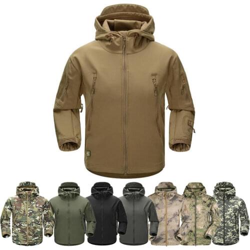 Winter Shark Skin Soft Shell Hooded Jacket Tactical Military Army Lurker Mens Camping Hiking Hoodie Thermal Warm Coat Camouflage