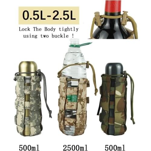 0.5L-2.5L Tactical Molle Water Bottle Pouch Oxford Military Canteen Cover Holster Outdoor Travel Kettle Bag With Molle System